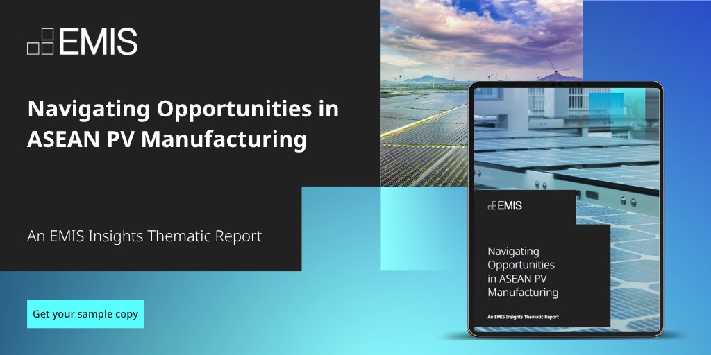 EMIS Insights - Navigating Opportunities in ASEAN PV Manufacturing sample report provides a comprehensive sector overview, with access to: Asia Pacific Solar Panels Market Size and Estimated Solar PV Market

Download your sample copy today: eu1.hubs.ly/H0lfKcp0

#ASEAN #Solar
