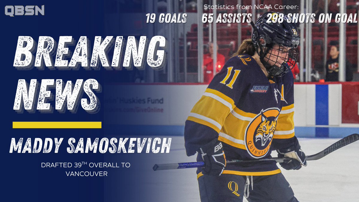 Quinnipiac Bobcats Sports Network (@qbsn) on Twitter photo WHOK: Former <a href="/QU_WIH/">Quinnipiac Women's Ice Hockey</a> defender Maddy Samoskevich has been selected 39th overall to PWHL Vancouver.
Samoskevich spent five seasons with the Bobcats recording 84 points throughout her collegiate career.
#PWHL | #ECACHockey WHOK: Former <a href="/QU_WIH/">Quinnipiac Women's Ice Hockey</a> defender Maddy Samoskevich has been selected 39th overall to PWHL Vancouver.
Samoskevich spent five seasons with the Bobcats recording 84 points throughout her collegiate career.
#PWHL | #ECACHockey