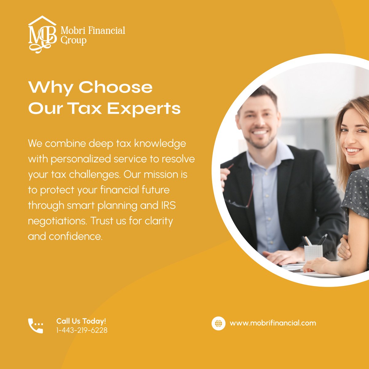 mobrifinancial's tweet photo. Looking for reliable tax experts who put your needs first? We offer tailored solutions and strong advocacy to keep your finances secure. 🤝📊💼

#TaxandFinancialServices #LuthervilleTimoniumMD #TrustedExperts #TaxPlanning #FinancialSecurity https://t.co/vI2d8L89BM
