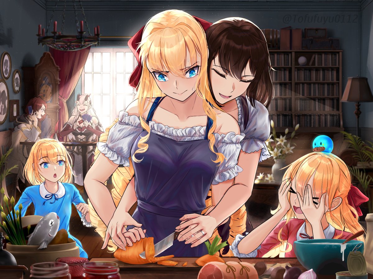 [Repost]
Claire-sama, in order to prove to her guests that she is the best wife in the world, attempts to cook the most lavish meal ever!  Hope Malori and Velverosa have stomachs to handle Claire's homecooked food, though.🤭 #私の推しは悪役令嬢 #WataOshi #IFTV #anime #manga #百合