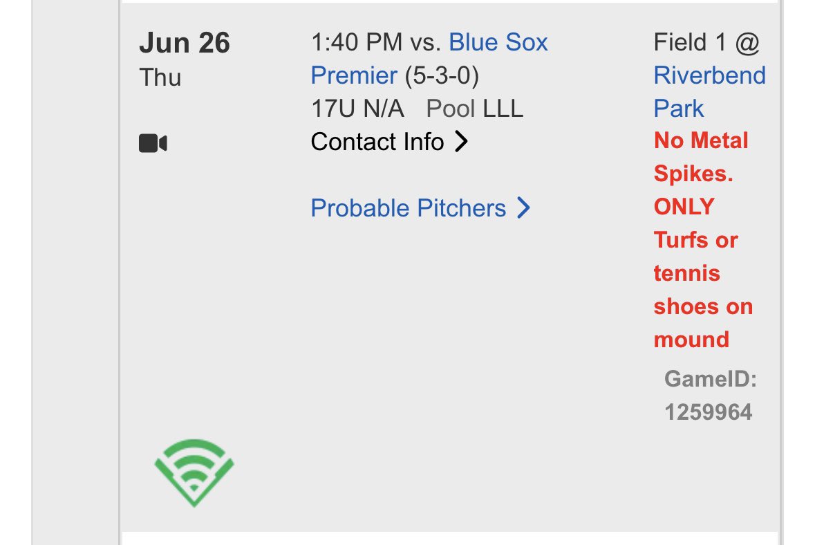 I am scheduled to be pitching in relief on Thursday during <a href="/PerfectGameUSA/">Perfect Game USA</a> WWBA against Blue Sox Premier.
<a href="/RichmondBraves/">Richmond Braves</a> <a href="/patpinkman/">Pat Pinkman</a>