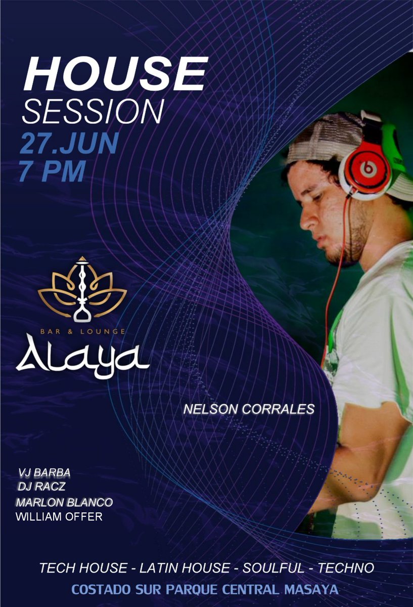 AlayaBar's tweet photo. 🎧 HOUSE SESSION en ALAYA 🎧

Este 27 de Junio prepárate para una noche cargada de beats envolventes, bajos potentes y una vibra que te hará bailar sin parar.

Nelson Corrales Dj de Masaya con 12 años de experiencia en el género promete activar la noche con lo mejor del Afrohouse https://t.co/C0KxGnsjdr