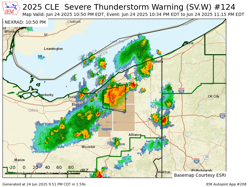 CLE continues Severe Thunderstorm Warning [wind: 60 MPH (RADAR INDICATED), hail: &lt;.75 IN (RADAR INDICATED)] for Cuyahoga, Geauga, Portage, Summit [OH] till 11:15 PM EDT mesonet.agron.iastate.edu/vtec/f/2025-O-…