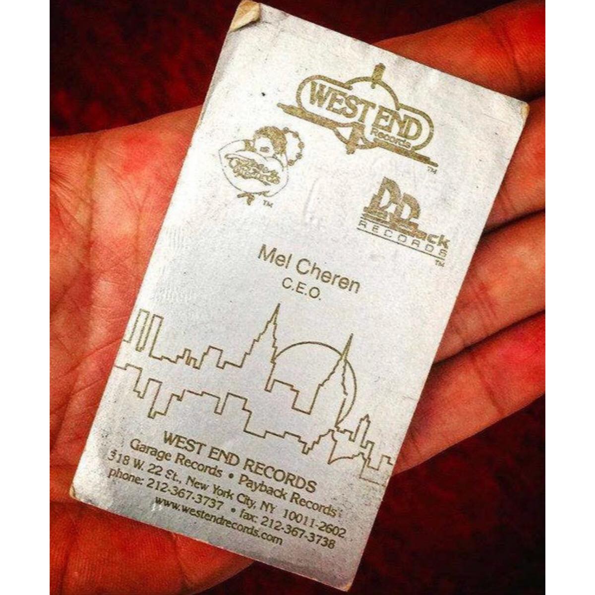 discofiles's tweet photo. Mel Cheren aka "The Godfather of Disco", West End records business card. #discofiles https://t.co/JJUZDe61NB