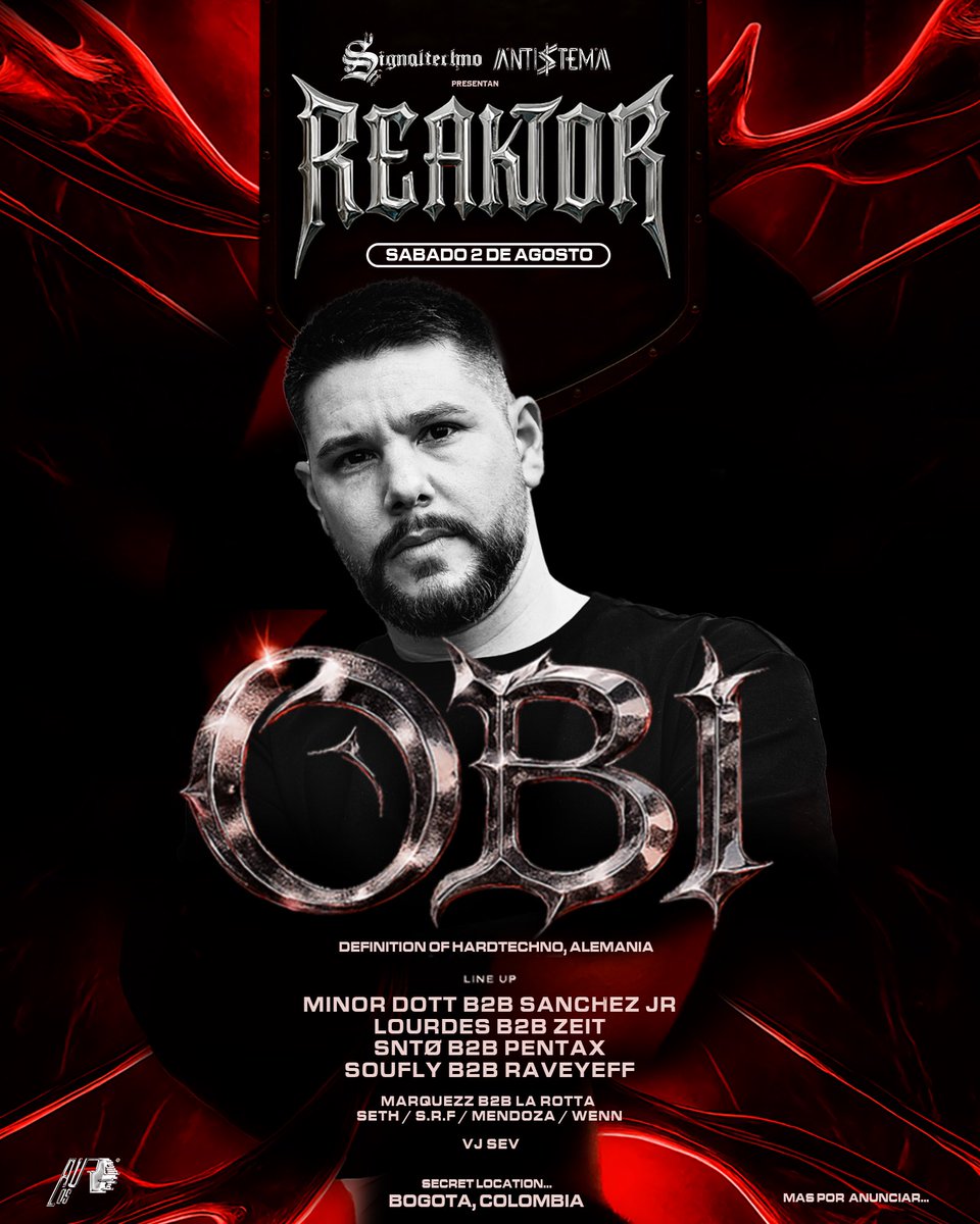 🔥 O.B.I 🔥🇩🇪 [Definition of Hard Techno]

El jefe de Jefes, el final boss, la leyenda del Schranz, no puedo estar más feliz de anunciarles este Cartel! 🇨🇴