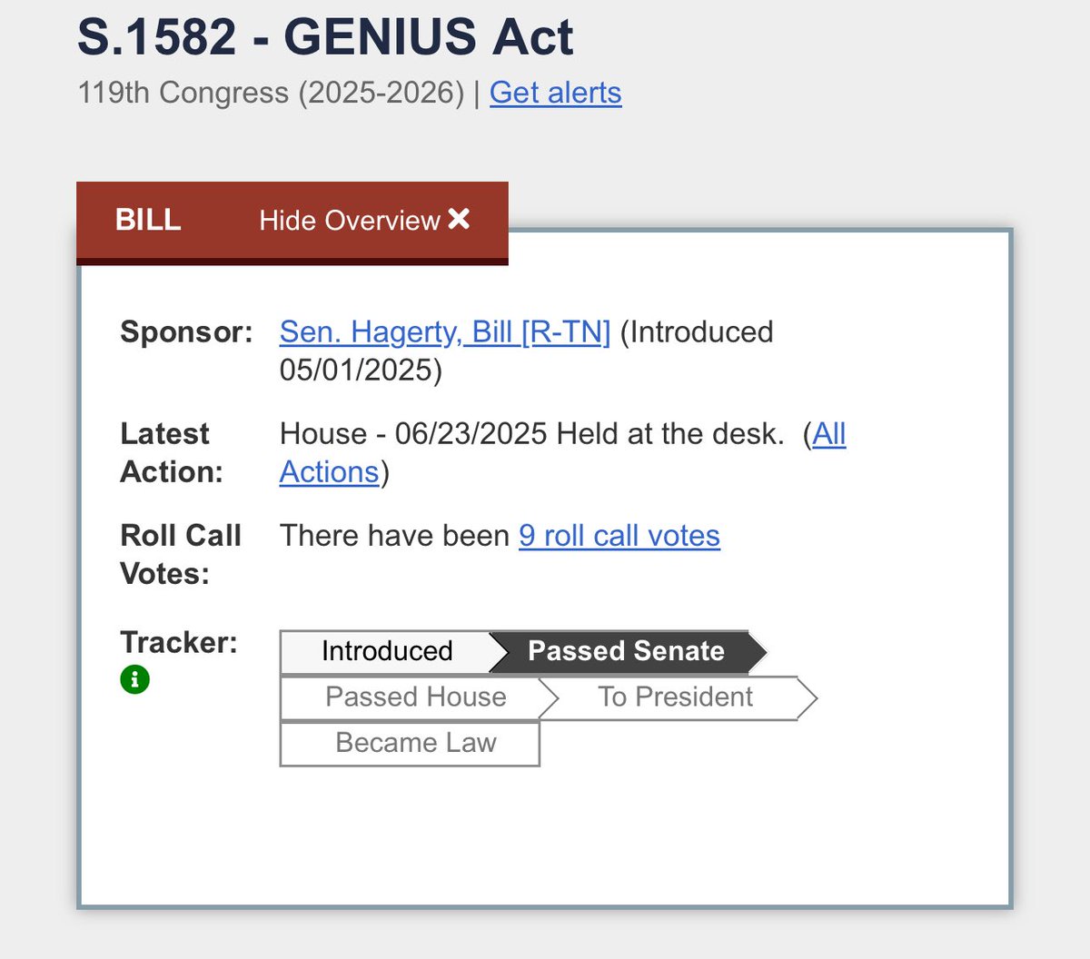 Smooth Rey (@smoothrey) on Twitter photo 🚨🔥The U.S. House of Representative Has Received The Genius Act Stablecoin Bill From The U.S. Senate.
GET THE DEAL DONE THIS WEEK. NO ONE GOES ON VACATION UNTIL ITS DONE. WE ARE FINALLY ENTERING OUR GOLDEN AGE🥇 Per <a href="/realDonaldTrump/">Donald J. Trump</a>
Thank you for your attention to this 🚨🔥The U.S. House of Representative Has Received The Genius Act Stablecoin Bill From The U.S. Senate.
GET THE DEAL DONE THIS WEEK. NO ONE GOES ON VACATION UNTIL ITS DONE. WE ARE FINALLY ENTERING OUR GOLDEN AGE🥇 Per <a href="/realDonaldTrump/">Donald J. Trump</a>
Thank you for your attention to this