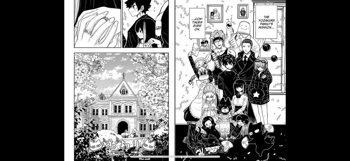 TheCrazyStitch's tweet photo. Stopped putting off finishing #YozakuraFamily since like… I didn’t want it to be over. Been reading this thing for YEARS now and I’m sad it’s over… but I did love this series overall, I think it was pretty good and enjoyable, gonna miss this one FR https://t.co/h7GR2FQKdJ