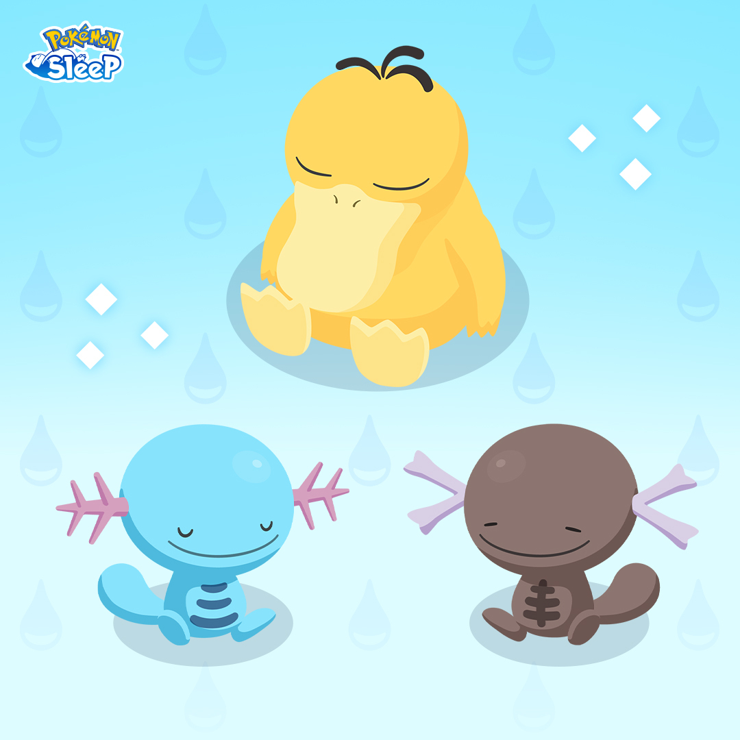 PokemonSleepApp's tweet photo. 【雨の季節に生き生きと💧】

雨の日は外に出かけるのもおっくうになりがち🤔
でも、ポケモンたちは違うかもしれません🎵

みなさんは、雨を喜びそうなポケモンといったらどんなポケモンを思い浮かべますか？

そんなポケモンたちと一緒に、梅雨の季節も楽しめたらいいですね✨

#ポケモンスリープ https://t.co/3CigxL8QlF
