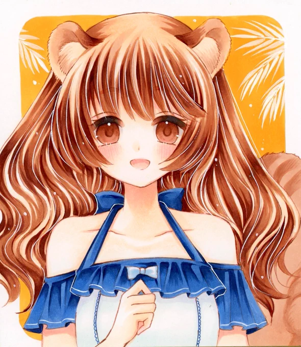 #けもなつ展 #コピックイラスト ミニ色紙ちゃん