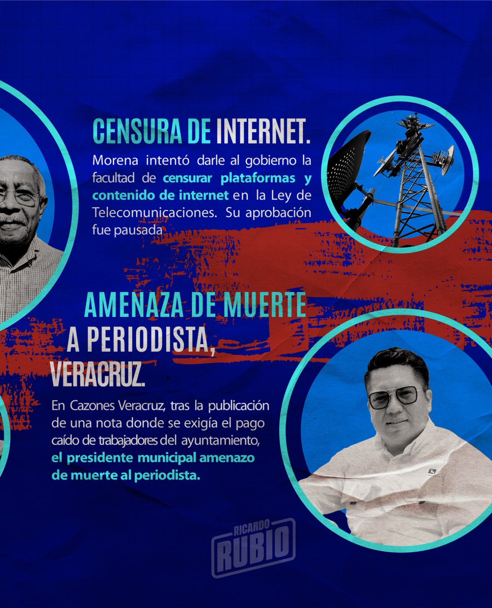 Morena no escucha, censura.

Persiguen periodistas, castigan tuits, cierran medios y hasta amenazan de muerte. Desde Puebla hasta Veracruz, su “transformación” apesta a mordaza.
Si criticas, te callan.

¿Libertad de expresión? Solo si a Morena le conviene.