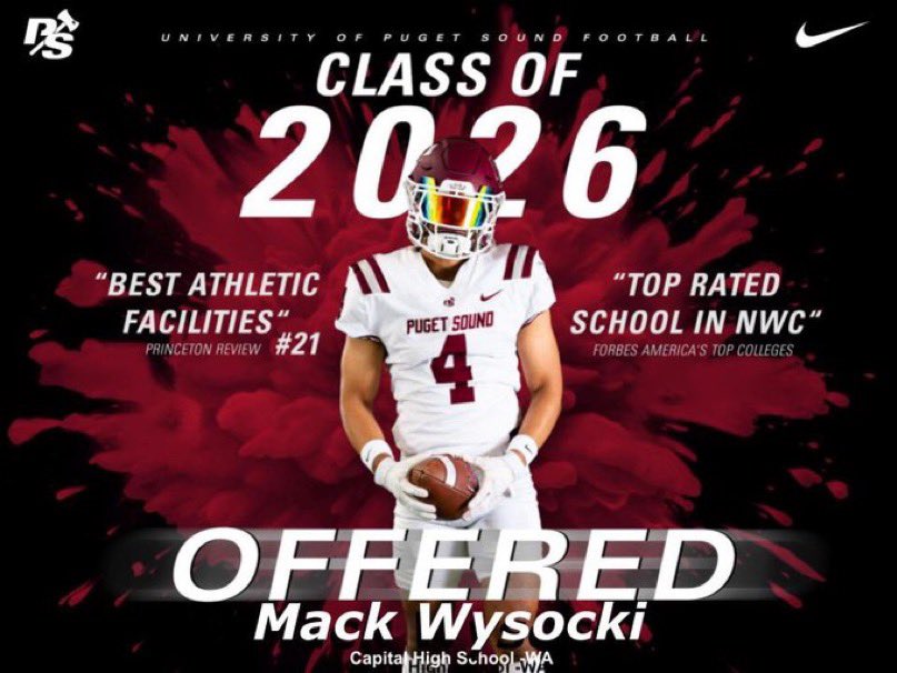 Mack Wysocki (@mackwysocki2026) on Twitter photo After a conversation with <a href="/KeimTimeFB/">Jud Keim - U. of Puget Sound FB. Co-DC/Secondary</a> I am blessed to say I have received an offer to <a href="/P_S_football/">Puget Sound Football</a>
<a href="/jeffthomas4/">Jeff Thomas</a> <a href="/CapitalCougsFB/">Capital Cougars Football ๐</a> After a conversation with <a href="/KeimTimeFB/">Jud Keim - U. of Puget Sound FB. Co-DC/Secondary</a> I am blessed to say I have received an offer to <a href="/P_S_football/">Puget Sound Football</a>
<a href="/jeffthomas4/">Jeff Thomas</a> <a href="/CapitalCougsFB/">Capital Cougars Football ๐</a>