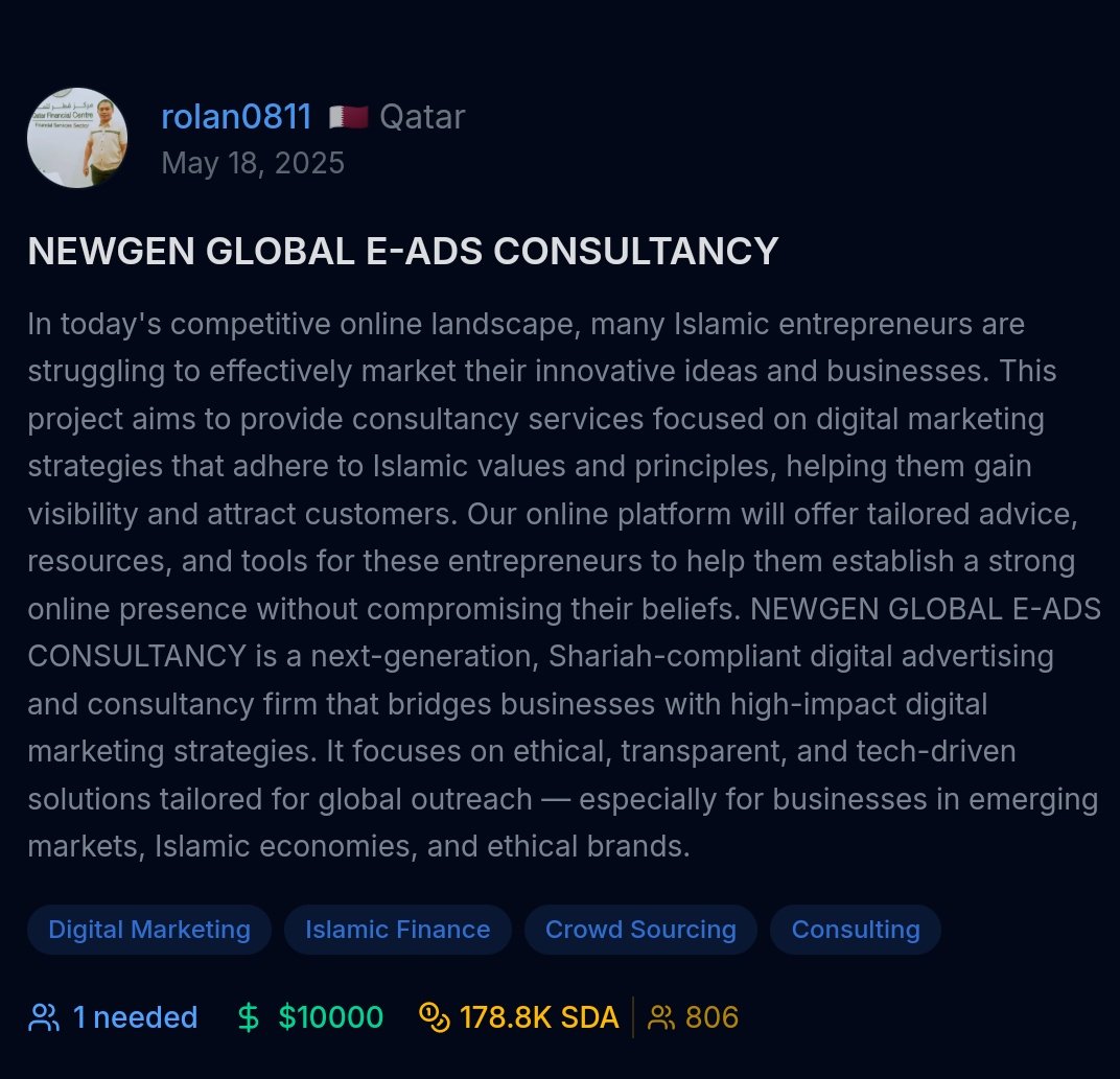 NEWGEN GLOBAL E-ADS CONSULTANCY (@newgen_global) on Twitter photo NEW MILESTONE UNLOCKED π
CONGRATULATIONS NEWGEN E-ADS CONSULTANCY FOR ACHIEVING 170K SDA CONTRIBUTION π
π:π
sidrastart.com/project/b8d4d1β¦
<a href="/maljefairi/">Ω
ΨΩ
Ψ― Ψ§ΩΨ¬ΩΩΨ±Ω</a>
<a href="/sidrachain/">SidraChain</a>
<a href="/rolan77394/">RK Manalo</a>
#170K #NEWGEN #SidraFamily #Sidrachain #TOP18 #Innovation #Halal #ShariahCompliant NEW MILESTONE UNLOCKED π
CONGRATULATIONS NEWGEN E-ADS CONSULTANCY FOR ACHIEVING 170K SDA CONTRIBUTION π
π:π
sidrastart.com/project/b8d4d1β¦
<a href="/maljefairi/">Ω
ΨΩ
Ψ― Ψ§ΩΨ¬ΩΩΨ±Ω</a>
<a href="/sidrachain/">SidraChain</a>
<a href="/rolan77394/">RK Manalo</a>
#170K #NEWGEN #SidraFamily #Sidrachain #TOP18 #Innovation #Halal #ShariahCompliant