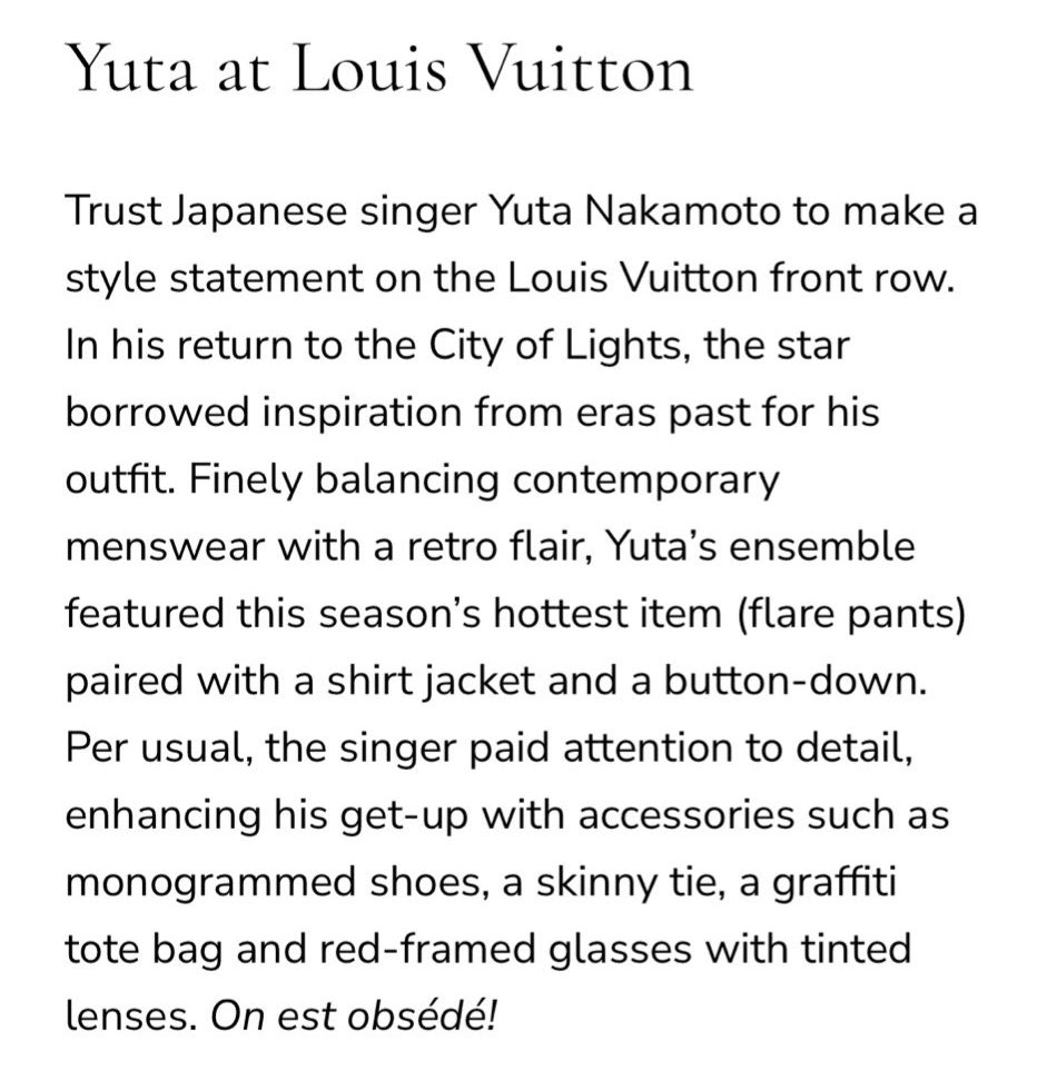 both Yuta and Jungwoo were mentioned by No Manners Magazine on their article The Standout Celebrity Style at Men’s SS26 Fashion Week 🥳