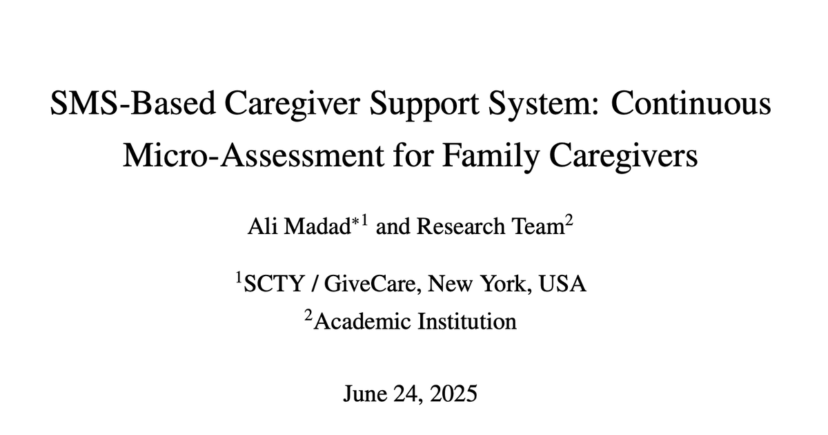 📝 From markdown → LaTeX → FLAIRS → PDF in one <a href="/AgnoAgi/">Agno</a>  workflow. Working through drafts of a paper: <a href="/givecareapp/">givecare</a> SMS feasibility study: AI-powered caregiver support via SMS. First blush with LaTeX...