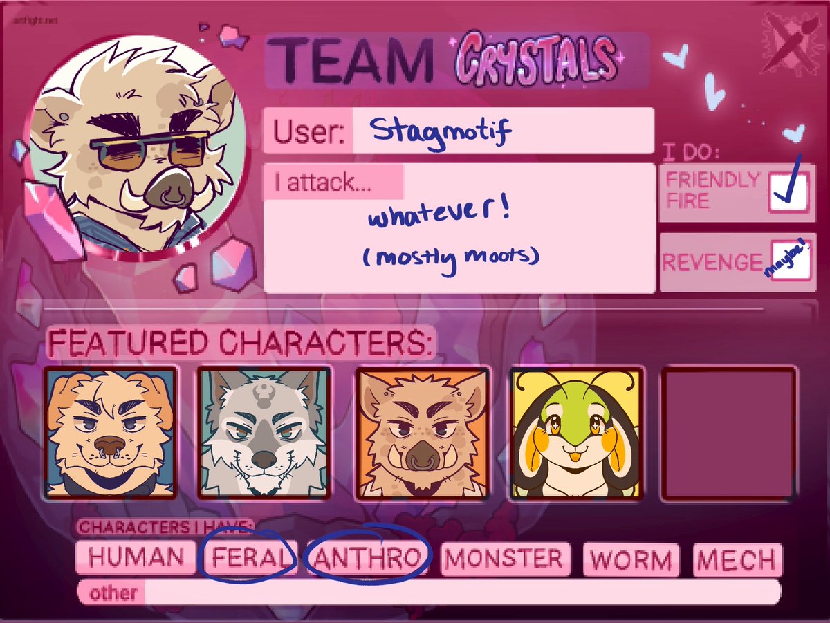 stagmotif's tweet image. MY ARTFIGHT CARD RAHHHHHH SEE BELOW LINK