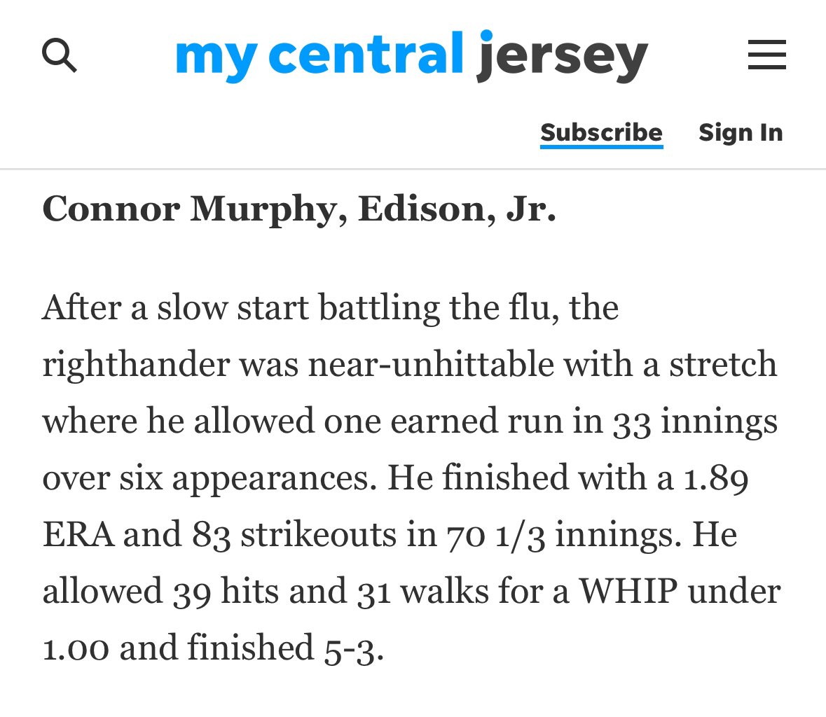 Thankful to be nominated for my central jersey player of the year