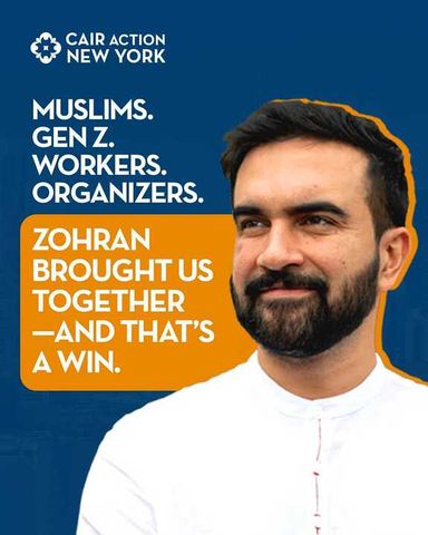 CAIRAction's tweet image. 🎉 HISTORY MADE: Zohran Mamdani wins NYC’s primary election.🎉
This victory was powered by youth, community, and an unapologetic call for justice. This is what organizing looks like.
His campaign wasn’t about money — it was about movement. He raised what he needed, visited…