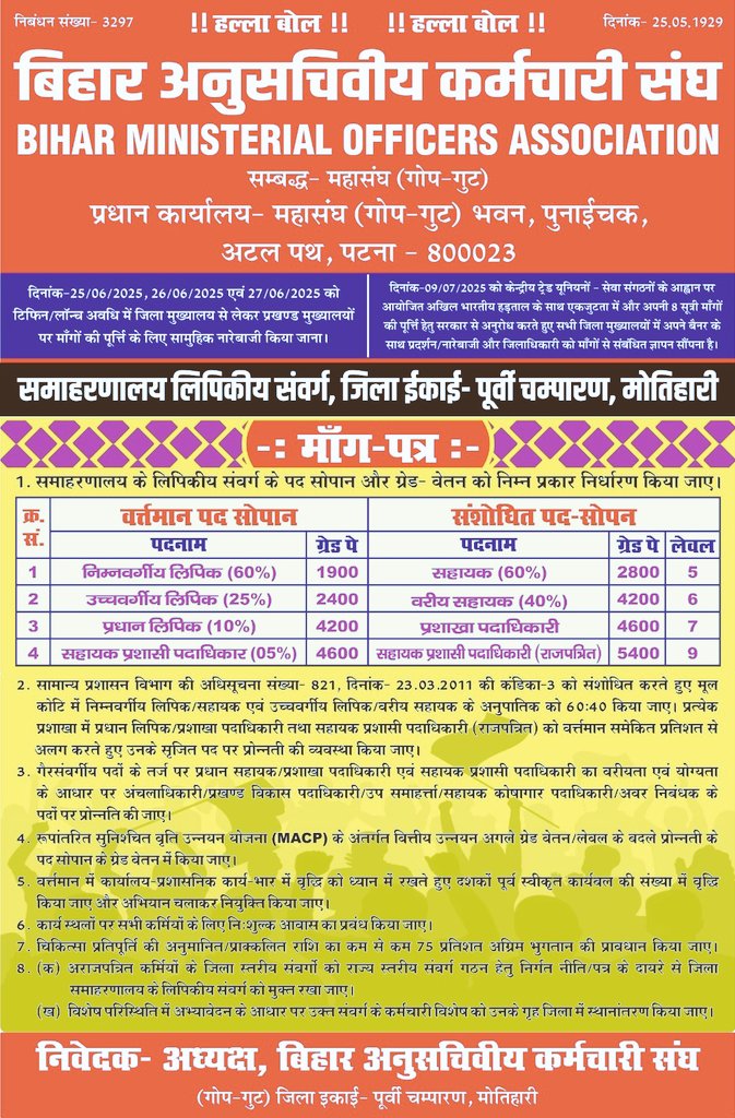 AnkitKu89519699's tweet photo. #COLLECTORATE_CADRE_LDC_DEMAND_GP_2800_GOVT_OF_BIHAR_DEPART_OF_GAD
@NitishKumar #CMO @yadavtejashwi @gadbihar https://t.co/FmemXyqzuM