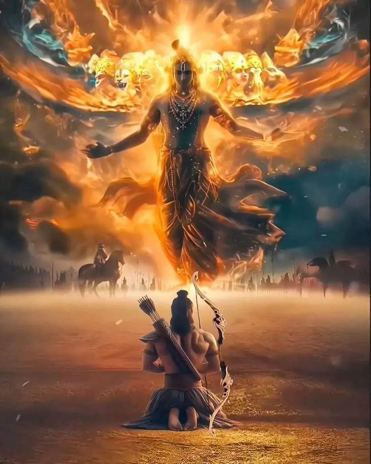 Whenever there is a decline in righteousness and an increase in unrighteousness, O Arjuna, at that time I manifest myself on earth.

-- Chapter 4, Verse 7-8