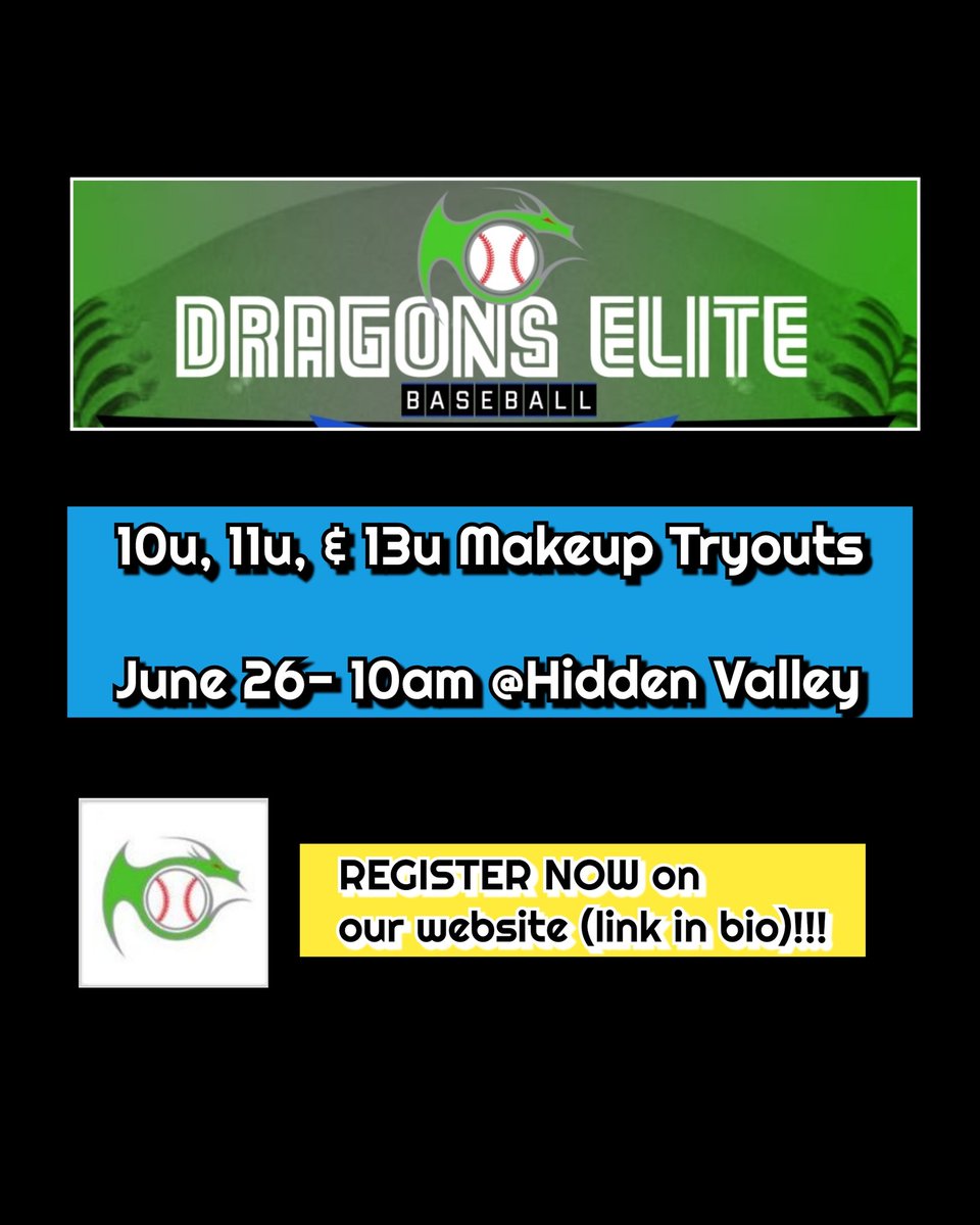 DragonsElitebbc's tweet photo. This THURSDAY!!! Register now! https://t.co/7yMosz4Fae
