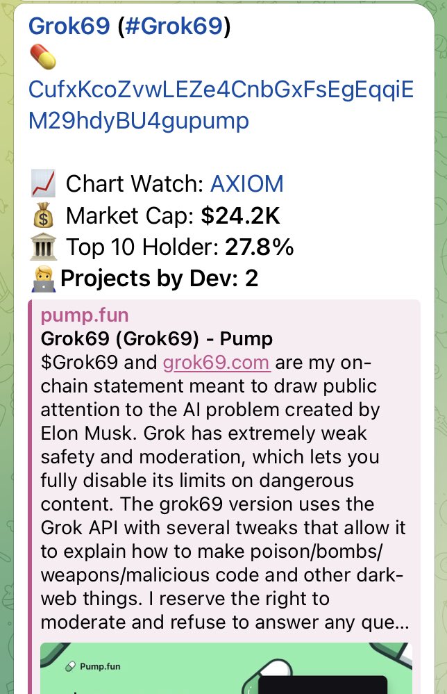 driftdegen2020's tweet photo. 💹 $Grok69 (#Grok69)
💊 CufxKcoZvwLEZe4CnbGxFsEgEqqiEM29hdyBU4gupump

🔥 $24.2K → $2.0M. Gain 82.6X
⭐️⭐️⭐️⭐️⭐️⭐️⭐️⭐️⭐️⭐️⭐️⭐️⭐️⭐️

No noise. Just results. 
🚀 Signal hit in the group: https://t.co/Leee7jAlCB
👁 Follow for more wins: @DriftDegen2020
#Solana #Gem #1000X https://t.co/U4BDDgRifJ