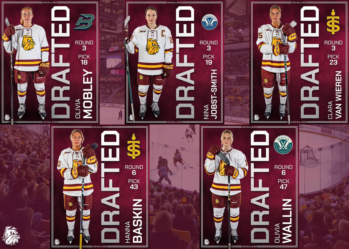 UMDBulldogs's tweet image. Five Bulldogs Taken in 2025 PWHL Draft
More on UMD's Big Draft Night: umdbulldogs.com/news/2025/6/24…