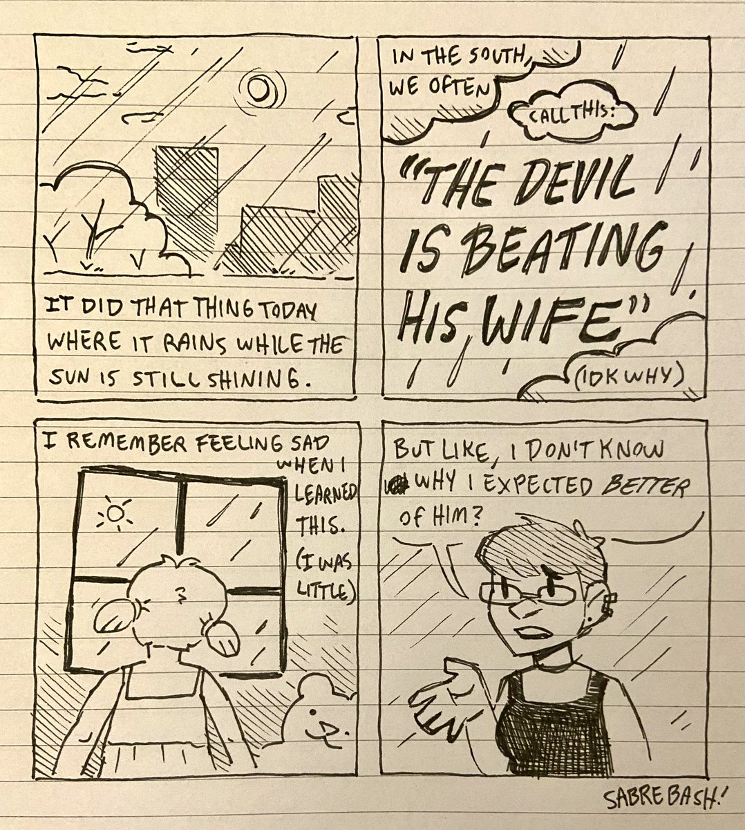sabrebash's tweet image. Tried my hand at #makeaterriblecomicday2025
Did you know drawing a comic without erasing is the scariest thing ever?