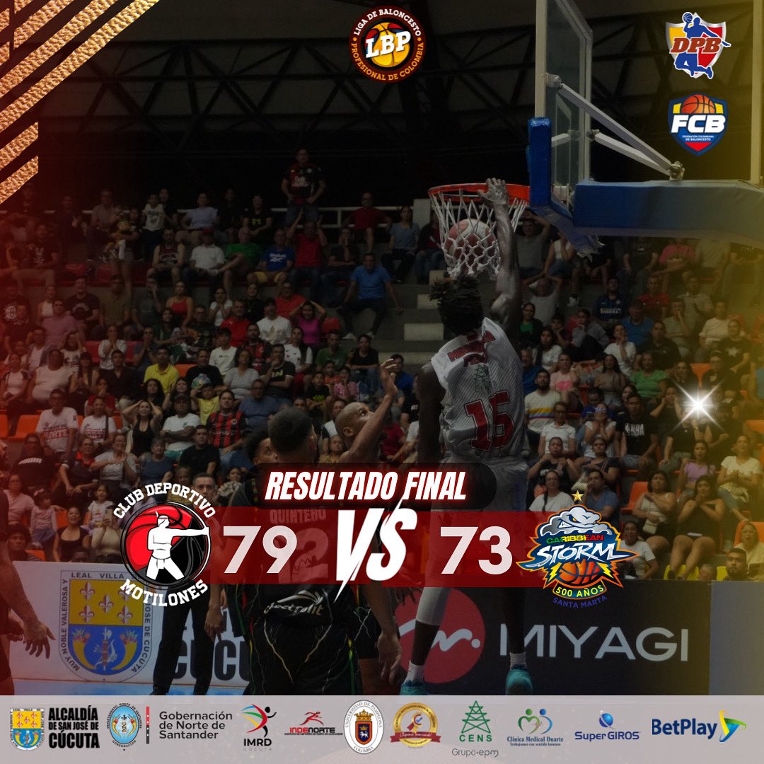 ¡EN CASA NO NOS GANA NADIE! 🔥

Salimos victoriosos en nuestro primer encuentro de Play In contra Caribbean Storms 💪

Esperamos todo su apoyo en el encuentro en Santa Marta este 27 de junio 🫡

¡Vamos, Motilones!