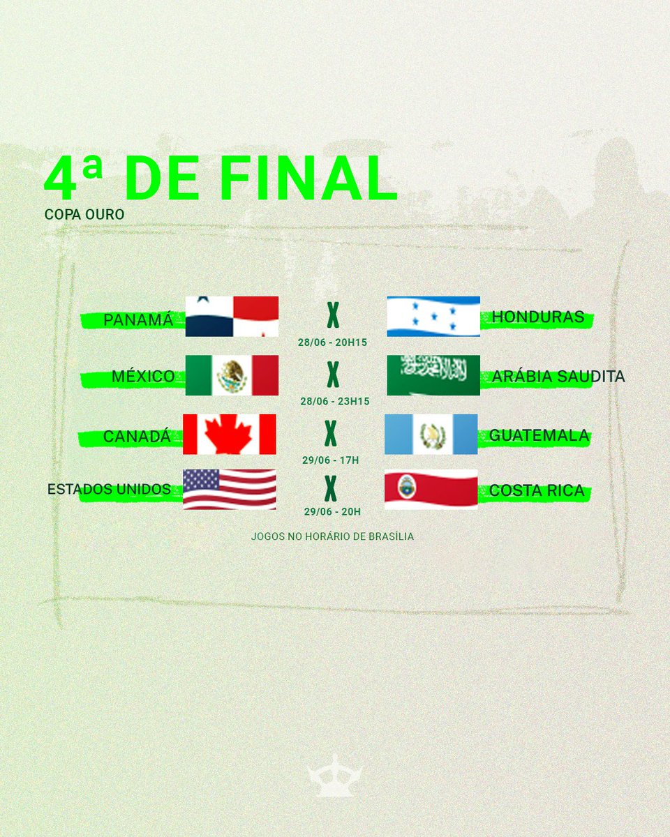 Assim ficaram os confrontos de quartas de final da Copa Ouro! E sim, os duelos já estão na ordem do chaveamento.

Qual o duelo mais complicado? Quais seus palpites?

#ConcacafNaESPN 
#CopaOro2025 
#GoldCup2025