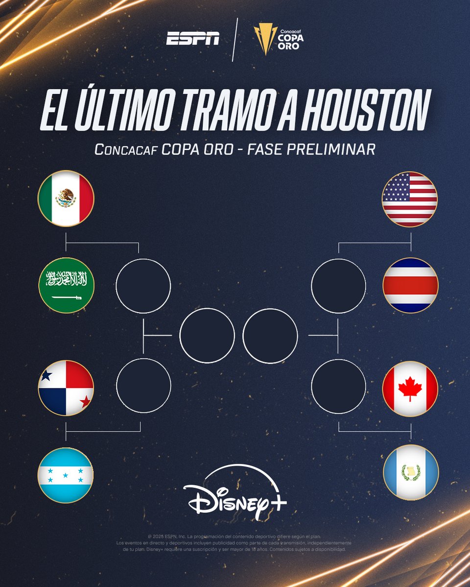 ESPN_CENAM's tweet photo. 🏆 DEFINIDOS LOS CUARTOS DE FINAL✅ 

Así quedaron los cruces entre los mejores 8 de la #CopaOro.🔥

¿Quiénes avanzarán?👀

📺 Disfruta toda la Concacaf #CopaOro2025 🏆 en #DisneyPlus https://t.co/2rxk7Dxs5e