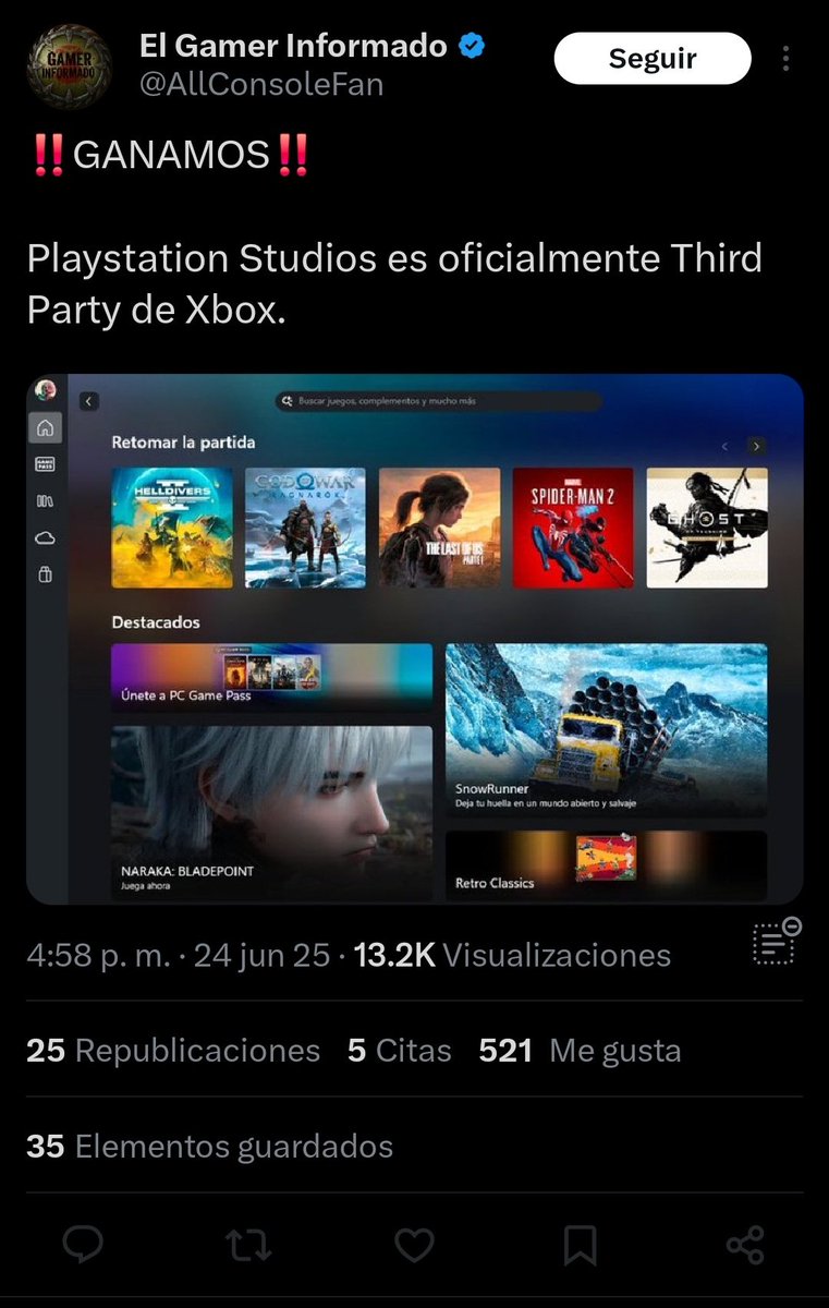 EnfermerOsoo's tweet photo. El pobre bastardo de Gamer desinformado cae en un Bait
https://t.co/r3JFlfOxrP
Oye entonces el Third party ya no es bueno ? Y el caballo de troya? @AllConsoleFan
#PlayStation #Sony #Playstation5 #XboxThirdparty https://t.co/CRESJHVnyn