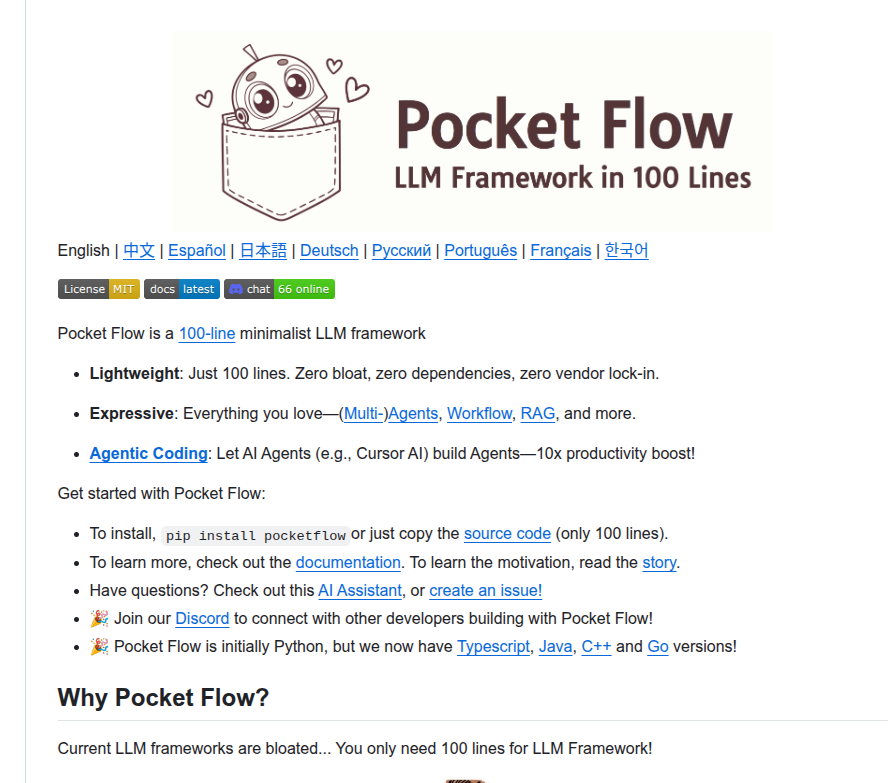 rohanpaul_ai's tweet image. Github 👨‍🔧: Pocket Flow: 100-line LLM framework. Let Agents build Agents!

- Build LLM applications free from external dependencies and vendor lock-in.

- Implement common patterns including Agents, Multi-Agents, Workflows, and RAG based on its core graph abstraction.

- Develop…