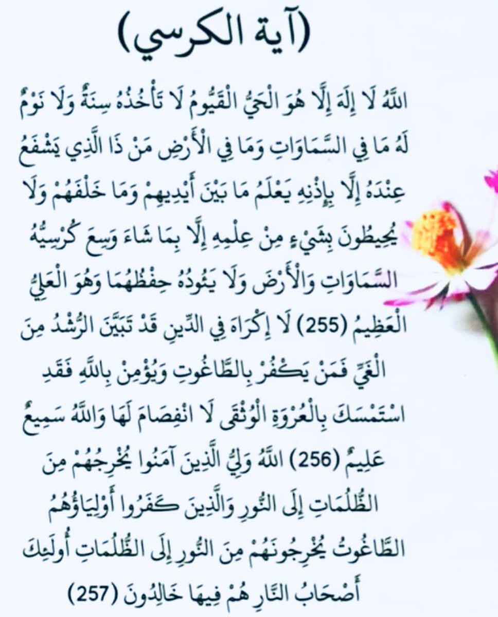 ملاحظة : الأحوط وجوباً -عند السيد السيستاني حفظه الله- قراءة آية الكرسي إلى "هم فيها خالدون" وليس إلى "وهو العلي العظيم"، وذلك في جميع الموارد ..