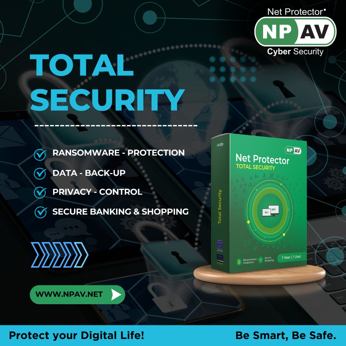 netprotector's tweet image. Before the threat even thinks of knocking — Total Security locks the door!
Net Protector Total Security is your AI-powered digital guardian. Stay steps ahead of hackers, malware, and online threats.
#TotalSecurityByNPAV #NextGenProtection  #DigitallyFitTohLifeSuperHit
