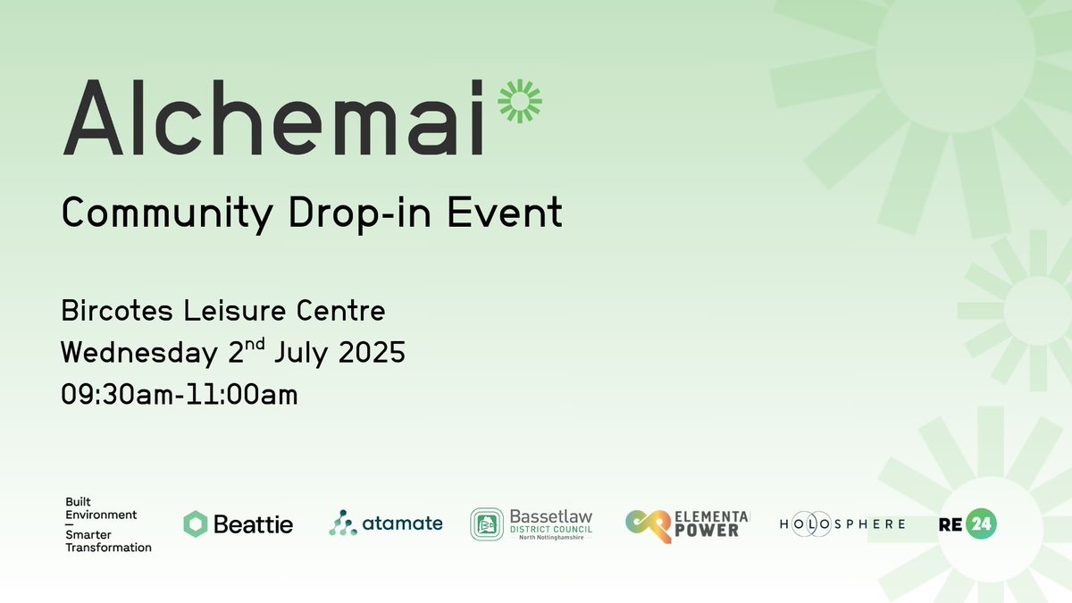 Learn about the innovative ALCHEMAI project at a free drop-in event to find out how we plan to use cutting edge digital technologies to make council buildings work smarter, not harder.

📍Bircotes Leisure Centre
📅 Wednesday 2nd July
⌚ 9:30am - 11:00am