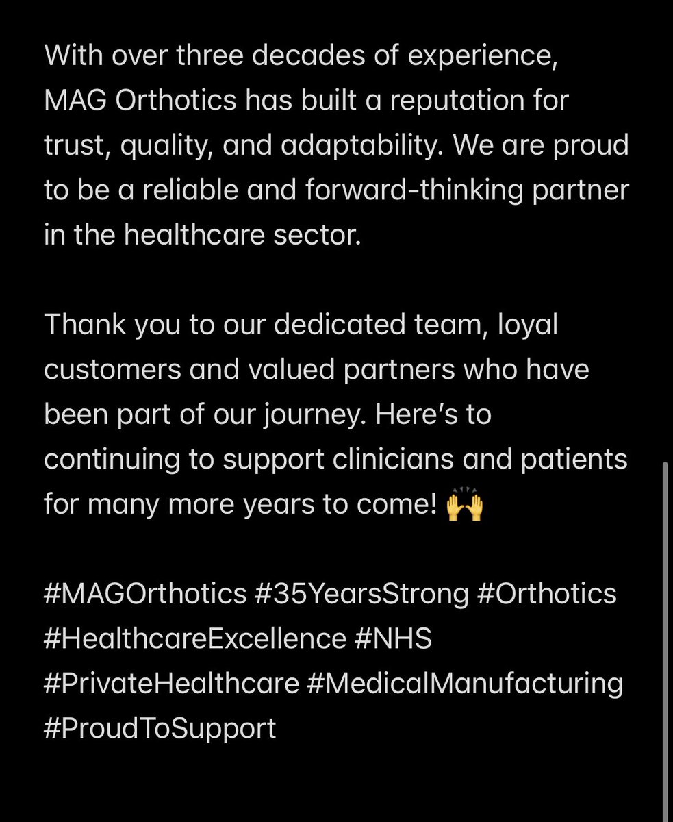 MAGOrthotics's tweet photo. Today we’re celebrating 35 years of Business at MAG Orthotics! 🥳🎉🎂

#MAGOrthotics #Orthotics #Sheffield #SheffieldBusiness https://t.co/PBGmIWrCzH