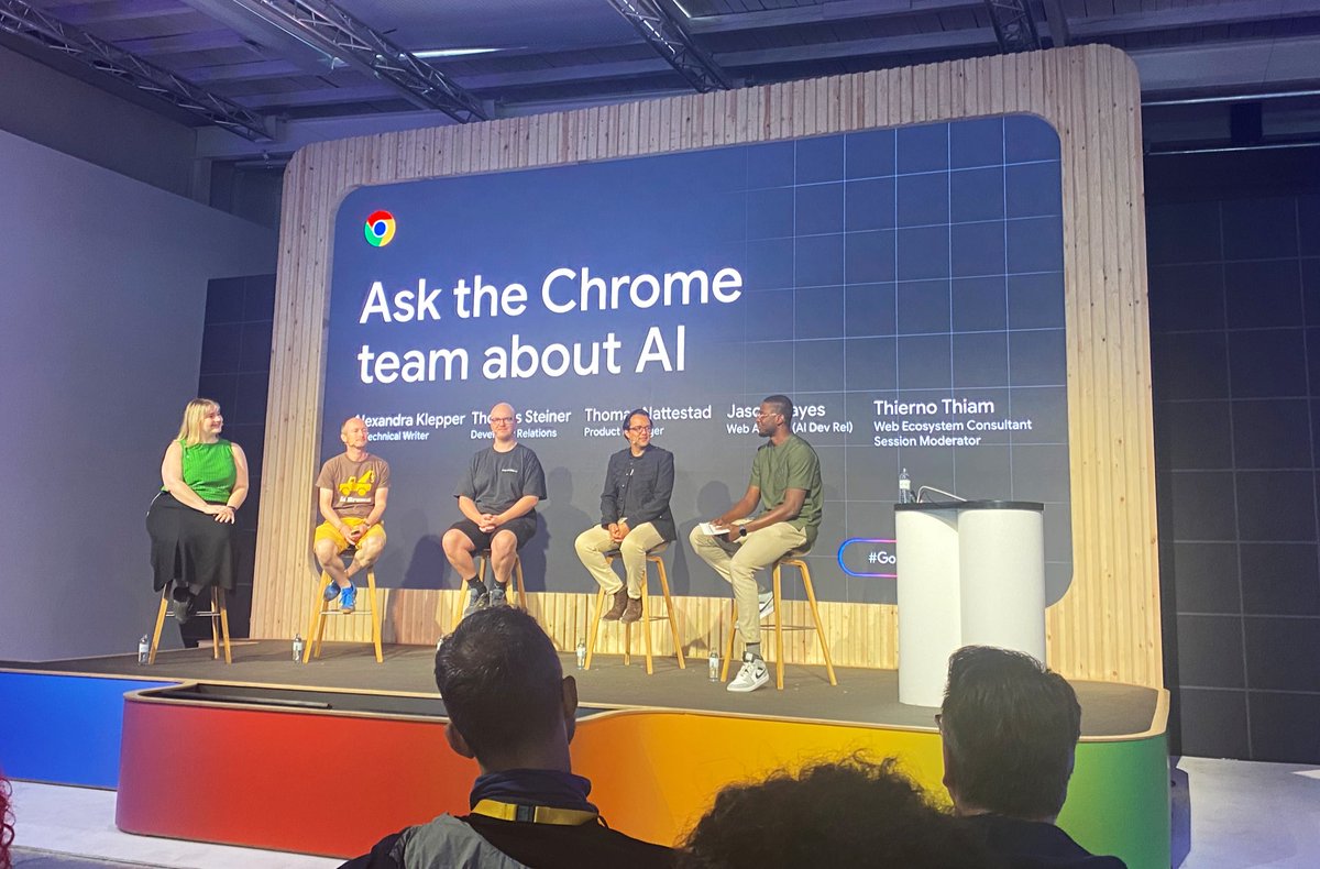 cleyrauc's tweet image. Chrome DevRel team is on discussing how AI is changing the web π©π»βπ»π§βπ»ππ» #GoogleIOConnect