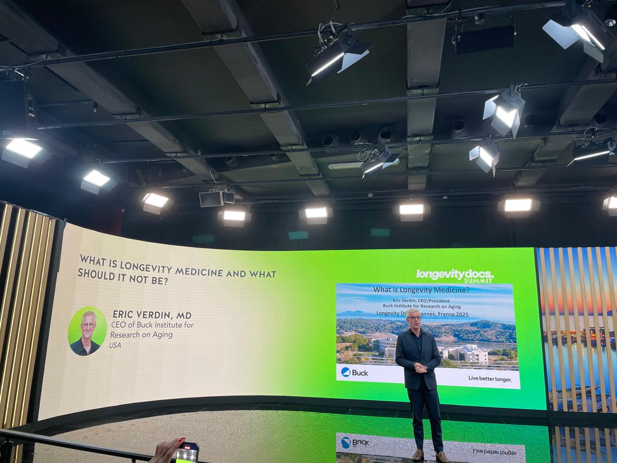 Geroscience Pre-Clinical and Clinical Trials (@gerosciencect) on Twitter photo Eric Verdin from <a href="/BuckInstitute/">Buck Institute</a> presenting on What is Longevity Medicine and What Should It Not Be? at the LonvevityDocs Summit in #Cannes Eric Verdin from <a href="/BuckInstitute/">Buck Institute</a> presenting on What is Longevity Medicine and What Should It Not Be? at the LonvevityDocs Summit in #Cannes