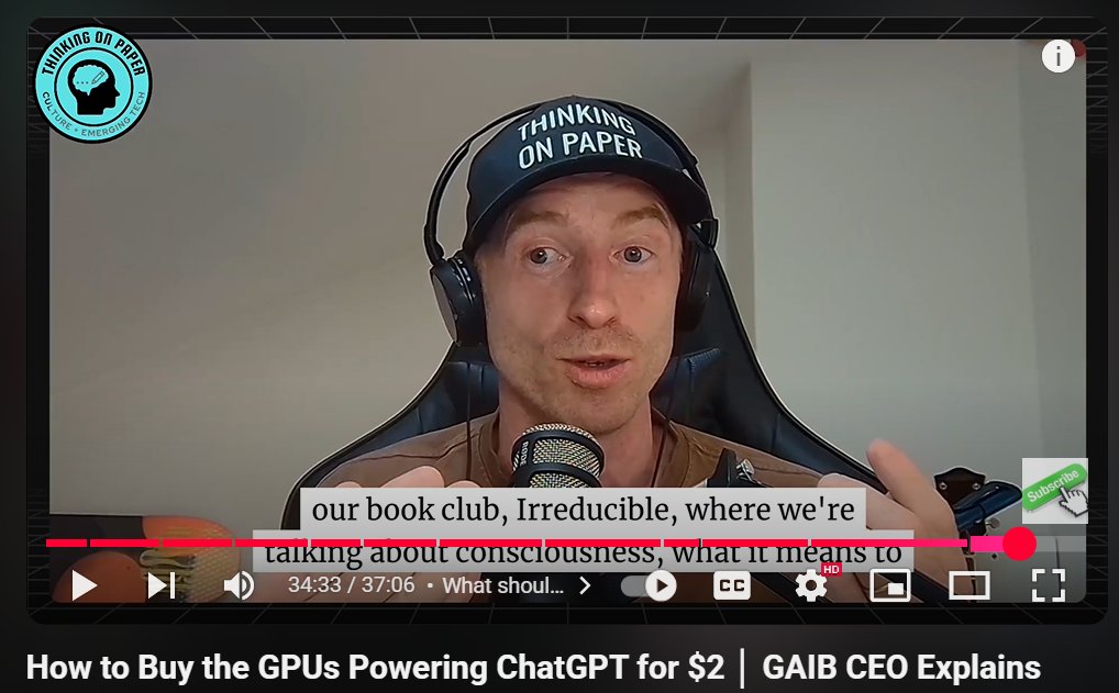 BIG JO | A Phone and A Dream 2025 π± π (@__bigjo) on Twitter photo Can you buy the GPUs Powering ChatGPT for $2?
Big Question;
Kony <a href="/konyk001/">Kony π GAIB | Hiring</a> was recently on a podcast episode of Thinking On Paper (<a href="/thinkonpaperpod/">Thinking On Paper</a>).
The hosts Jeremy and Mark sat down with Kony Kwong, founder of Gaib AI (<a href="/gaib_ai/">GAIB π | AiFi</a>), to explore the company building the Can you buy the GPUs Powering ChatGPT for $2?
Big Question;
Kony <a href="/konyk001/">Kony π GAIB | Hiring</a> was recently on a podcast episode of Thinking On Paper (<a href="/thinkonpaperpod/">Thinking On Paper</a>).
The hosts Jeremy and Mark sat down with Kony Kwong, founder of Gaib AI (<a href="/gaib_ai/">GAIB π | AiFi</a>), to explore the company building the