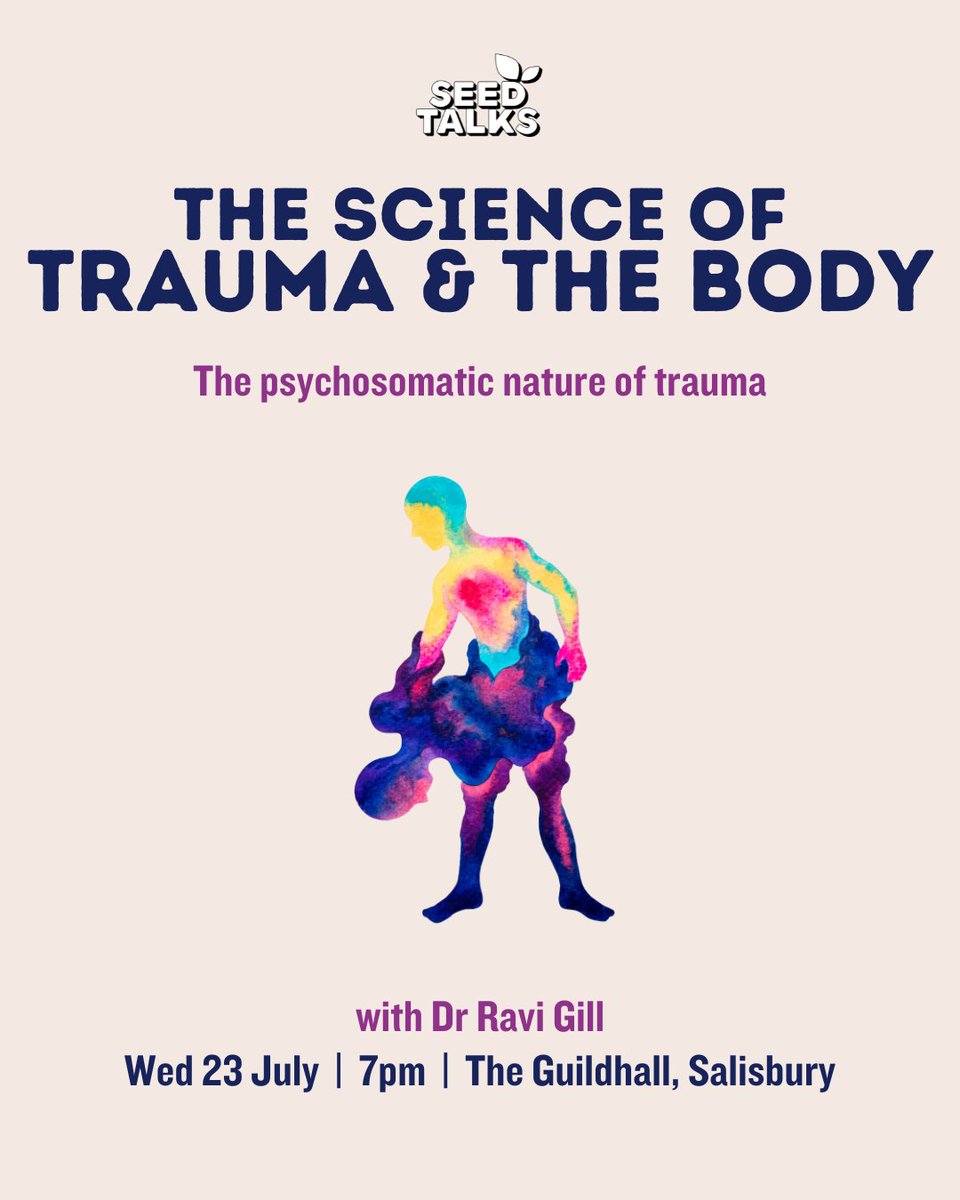 Salisbury Guildhall (@salsguildhall) on Twitter photo Explore the profound connection between trauma and the body in this empowering <a href="/SeedTalks/">Seed Talks</a> talk, guided by Dr Ravi Gill.
📅 Wednesday 23rd July
🕔 Doors 7pm | Talk starts 7.30pm
📌 Salisbury Guildhall
🎟️ Tickets & info: bit.ly/3IeKM8Y
🔞 18+ Explore the profound connection between trauma and the body in this empowering <a href="/SeedTalks/">Seed Talks</a> talk, guided by Dr Ravi Gill.
📅 Wednesday 23rd July
🕔 Doors 7pm | Talk starts 7.30pm
📌 Salisbury Guildhall
🎟️ Tickets & info: bit.ly/3IeKM8Y
🔞 18+