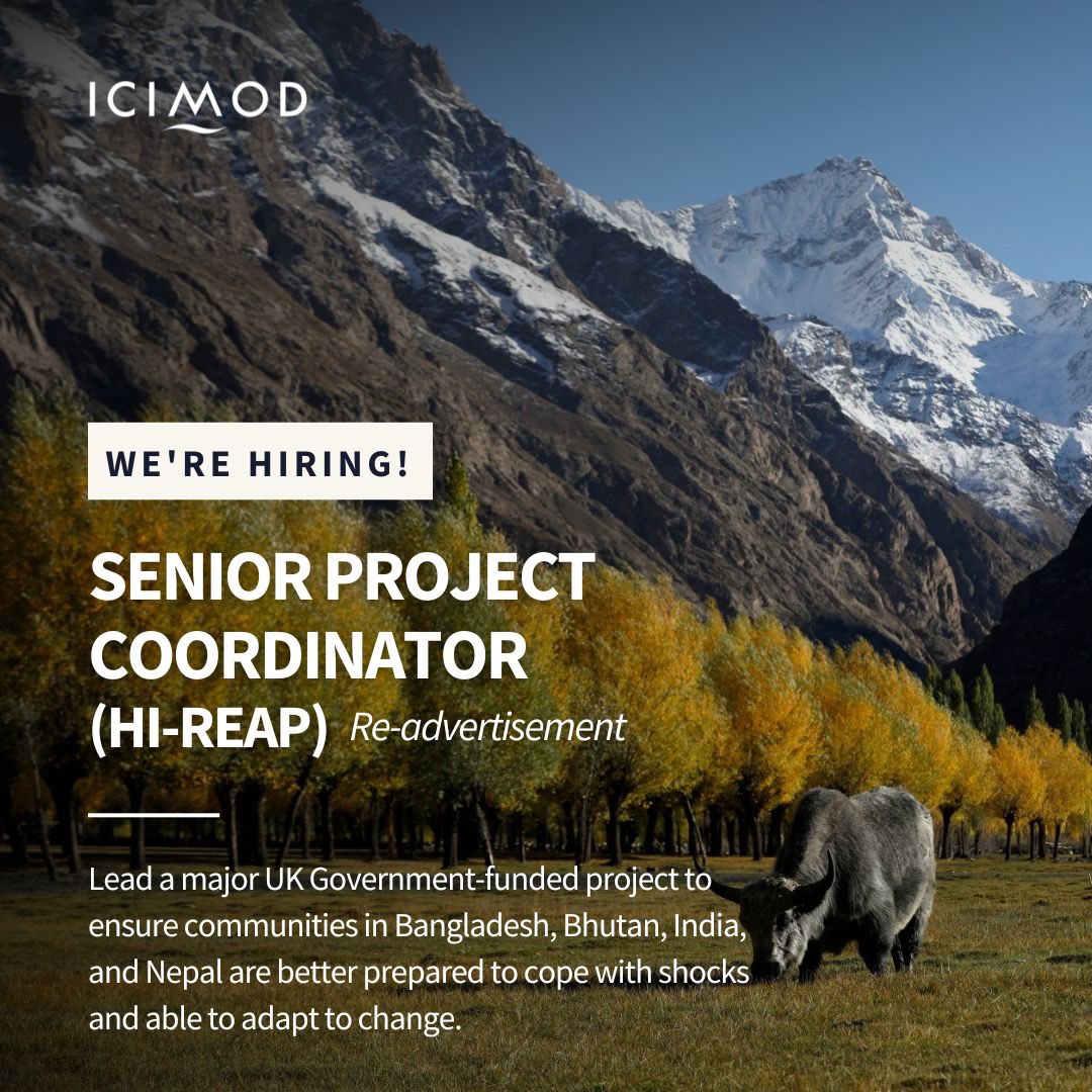 🌍 ICIMOD is hiring!

Lead our £20M UK FCDO-funded CARA programme to build resilience in the Himalayas.

Work with ADB, UNDP, World Bank &amp; more on:
✅ Climate policy
✅ Nature-based solutions
✅ Air quality

📅 Apply by 6 July
🔗 icimod.org/get-involved/v…

#ClimateJobs