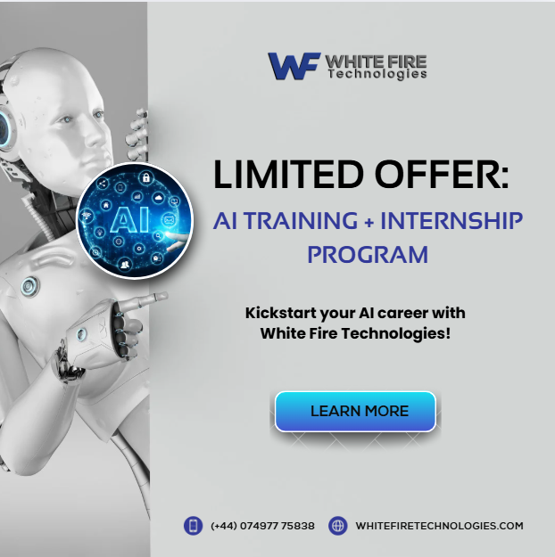 whitefiretech's tweet photo. 🚀 Limited Offer: AI Training + Internship Program! 🎓

Kickstart your career in Artificial Intelligence with White Fire Technologies!

🔗 Enroll now: https://t.co/8TLZaAMjK6

#AIInternship #AITraining #WhiteFireTechnologies #LearnAI #TechInternship #LimitedOffer https://t.co/grGTDPhlcd