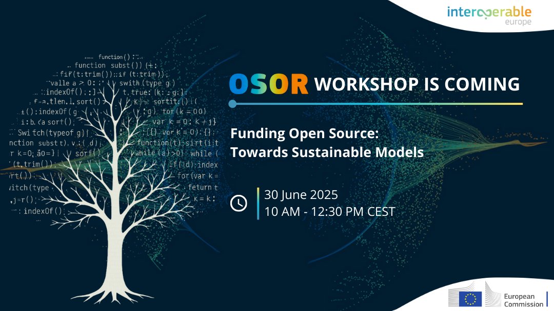 DIGIT ๐ช๐บ (@eu_digit) on Twitter photo What kind of funding exists for open source projects in public sector?
Join the <a href="/OSOReu/">OSOR community</a> workshop where the speakers from <a href="/sovtechfund/">Sovereign Tech Fund</a> , <a href="/decidim_org/">Decidim</a> and iMio will share their approach, challenges and lessons learned.
Register here ๐ europa.eu/!4wjcd3tero What kind of funding exists for open source projects in public sector?
Join the <a href="/OSOReu/">OSOR community</a> workshop where the speakers from <a href="/sovtechfund/">Sovereign Tech Fund</a> , <a href="/decidim_org/">Decidim</a> and iMio will share their approach, challenges and lessons learned.
Register here ๐ europa.eu/!4wjcd3tero