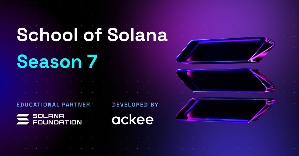 Ackee Blockchain Security (@ackeeblockchain) on Twitter photo The program that built @Solana's most respected developers is back.
School of Solana Season 7 applications are now open.
Supported by <a href="/SolanaFndn/">Solana Foundation</a> & @Solana_Devs.
Application form below. Thread ↓ The program that built @Solana's most respected developers is back.
School of Solana Season 7 applications are now open.
Supported by <a href="/SolanaFndn/">Solana Foundation</a> & @Solana_Devs.
Application form below. Thread ↓