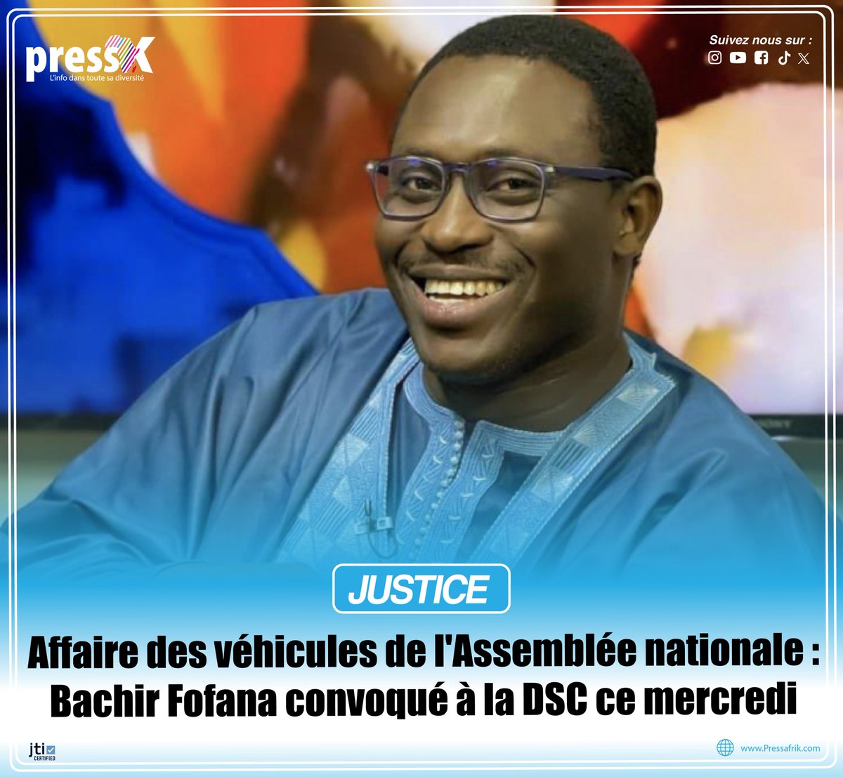Le journaliste Bachir Fofana a annoncé sur sa page Facebook avoir été convoqué par la Division spéciale de cybersécurité (DSC)...pressafrik.com/Affaire-des-ve…