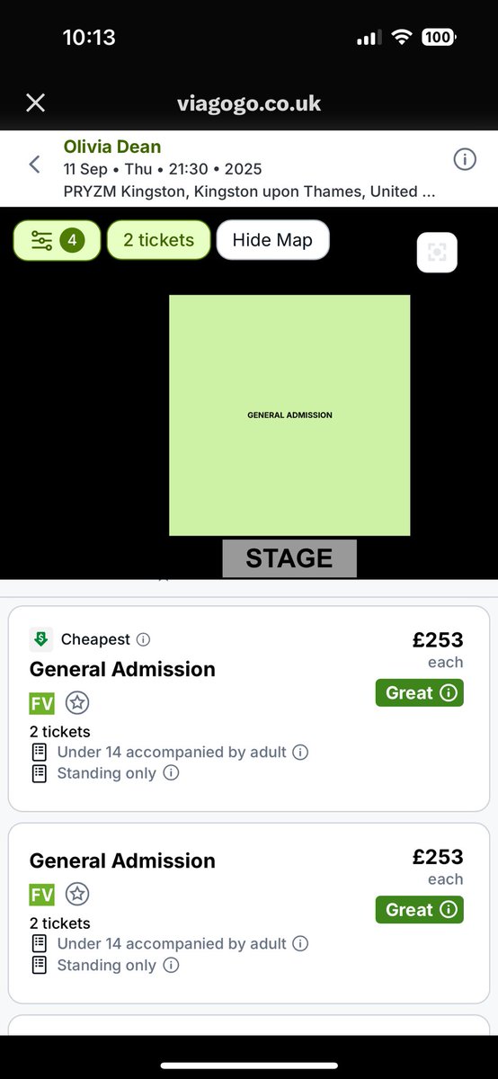 jennyashh's tweet photo. Actually crazy that people can do this on a 16 pound ticket when they were released 10 mins ago ahah. I just wanna see olivia dean ffs https://t.co/4KNIhIjGlY