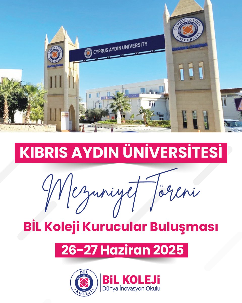 Emeğin, hayallerin ve gururun başarıya dönüştüğü Kıbrıs Aydın Üniversitesi Mezuniyet Töreninde BİL Koleji kurucularıyla bir araya geliyoruz.

🗓 26-27 Haziran 2025

<a href="/drmaydin/">Prof. Dr. Mustafa AYDIN</a> <a href="/caucampus/">Cyprus Aydin University</a>
#bildegüçlüyüz