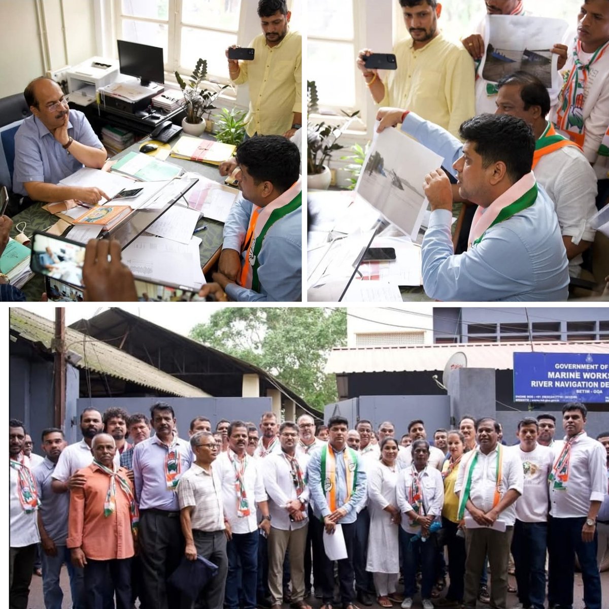 Bollywoodnexts1's tweet image. GPCC President Shri Amit Patkar along with Congress Leaders  gheraoed the office of the River Navigation Department in Betim, demanding answers from Superintendent Vikramsinh Rajebhosale on the shocking Chorao ferry sinking.

Public safety is non-negotiable.

  #CongressForGoa