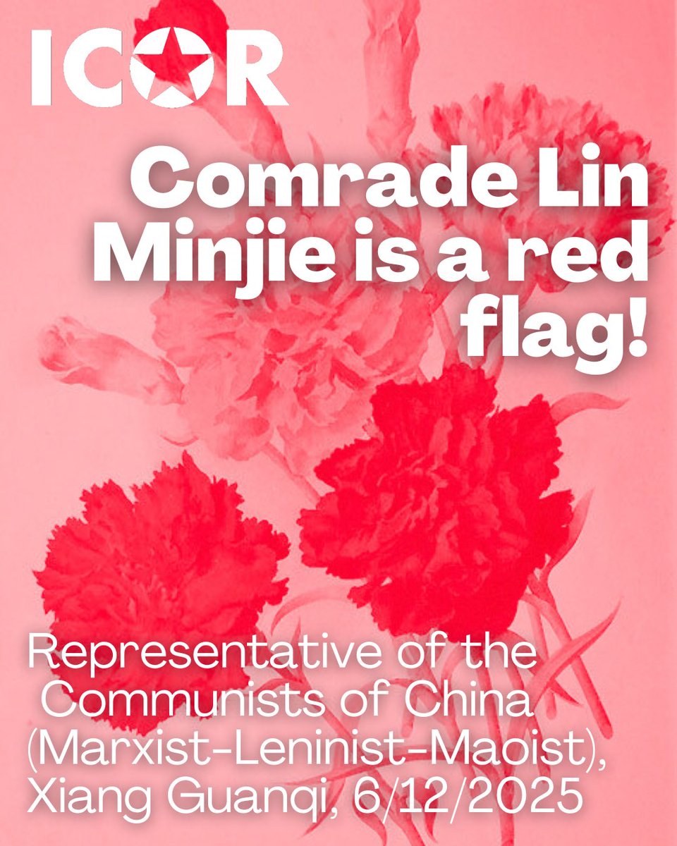 icorsocialmedia's tweet image. Funeral speech for Lin Minjie by Representative of the Chinese Communists (Marxist-Leninist-Maoist), Xiang Guanqi

For more infos follow the link:

icor.info/en/2025/comrad…

Comrade Li Minjie is immortal!