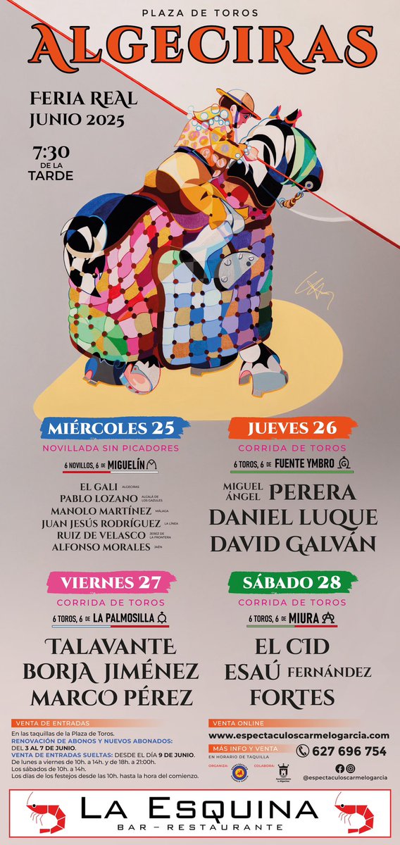 Algeciras hoy prólogo de la Feria con Erales de Miguelín para <a href="/_elgali/">EL GALI</a>, Pablo Lozano, Manolo Martínez, Juan Jesús Rodríguez, Ruiz de Velasco y Alfonso Morales <a href="/portaltaurino/">Portal Taurino</a>